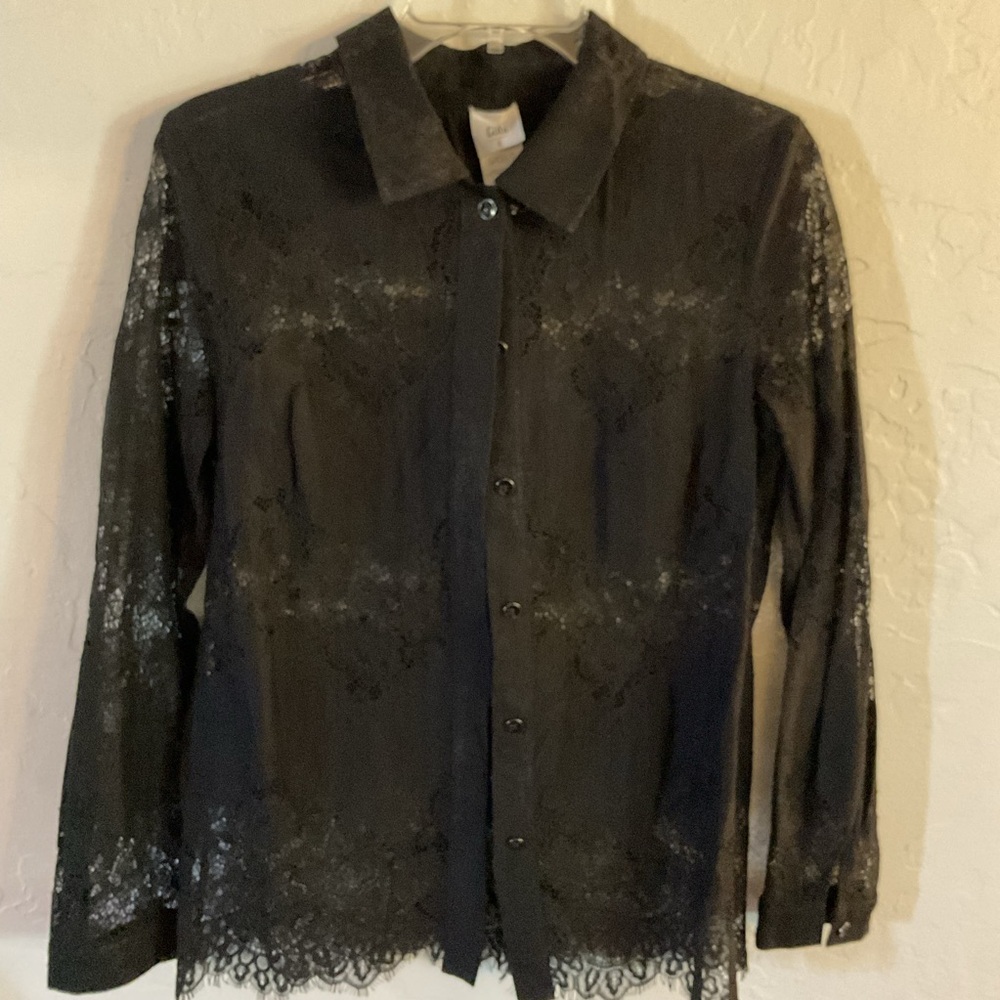 CAbi Black Lace St Regis Blouse